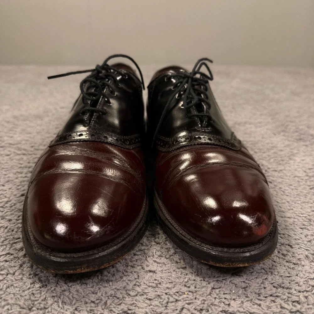 Allen Edmonds Polo Shoes Mens Size 9 Narrow Black Burgundy Spectator‎ Oxford USA